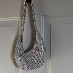 Silver Rhinestone small clutch sized Shoulder Bag